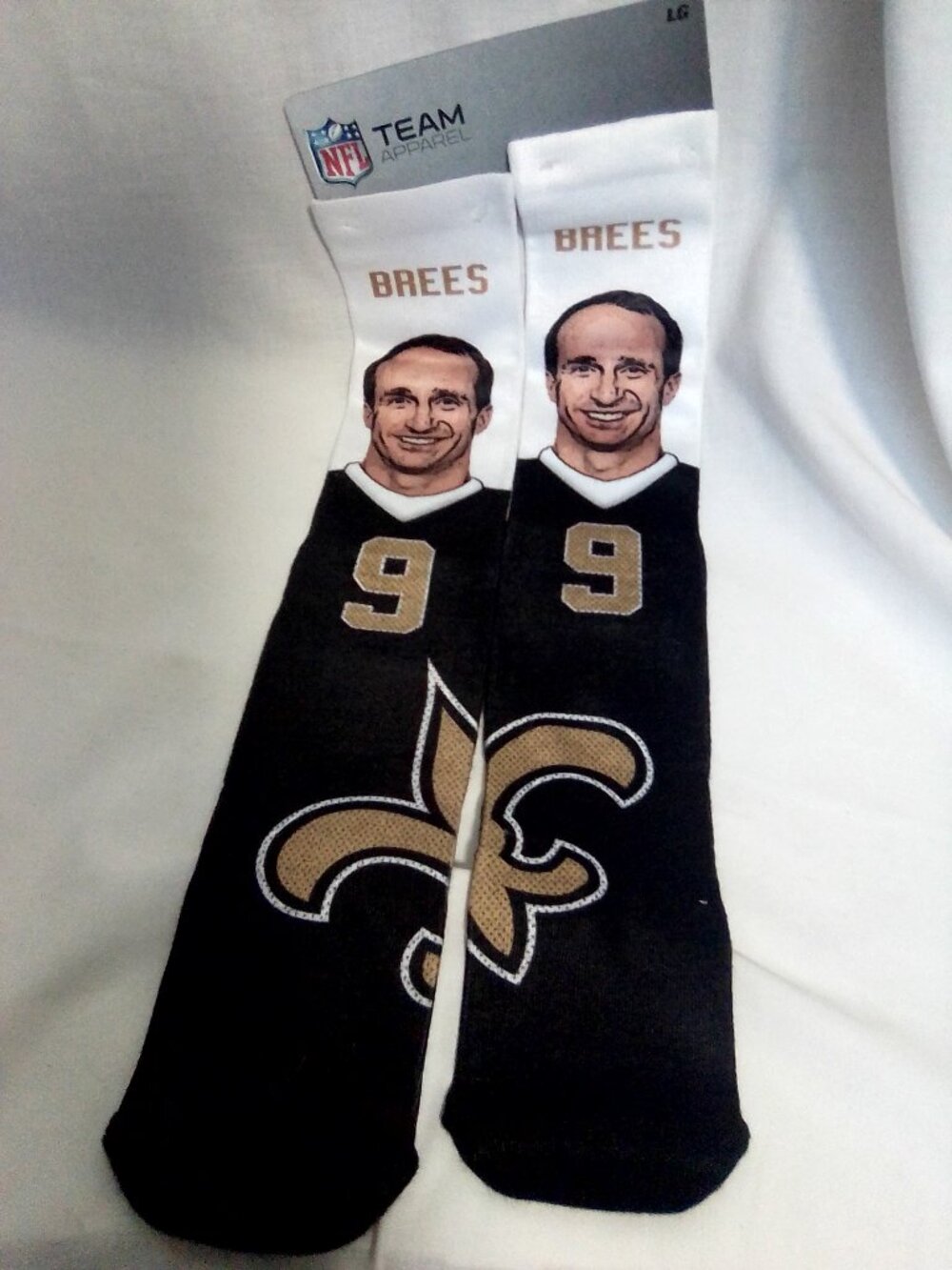 NFL Drew Brees New Orleans Saints socks Large NWT